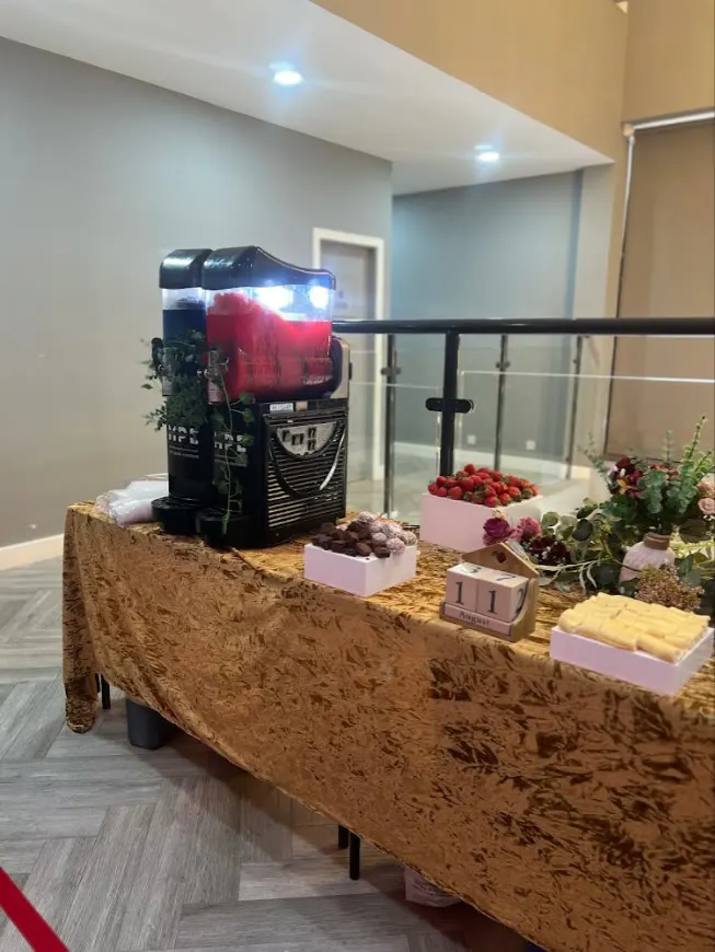 Slush machine and dessert table